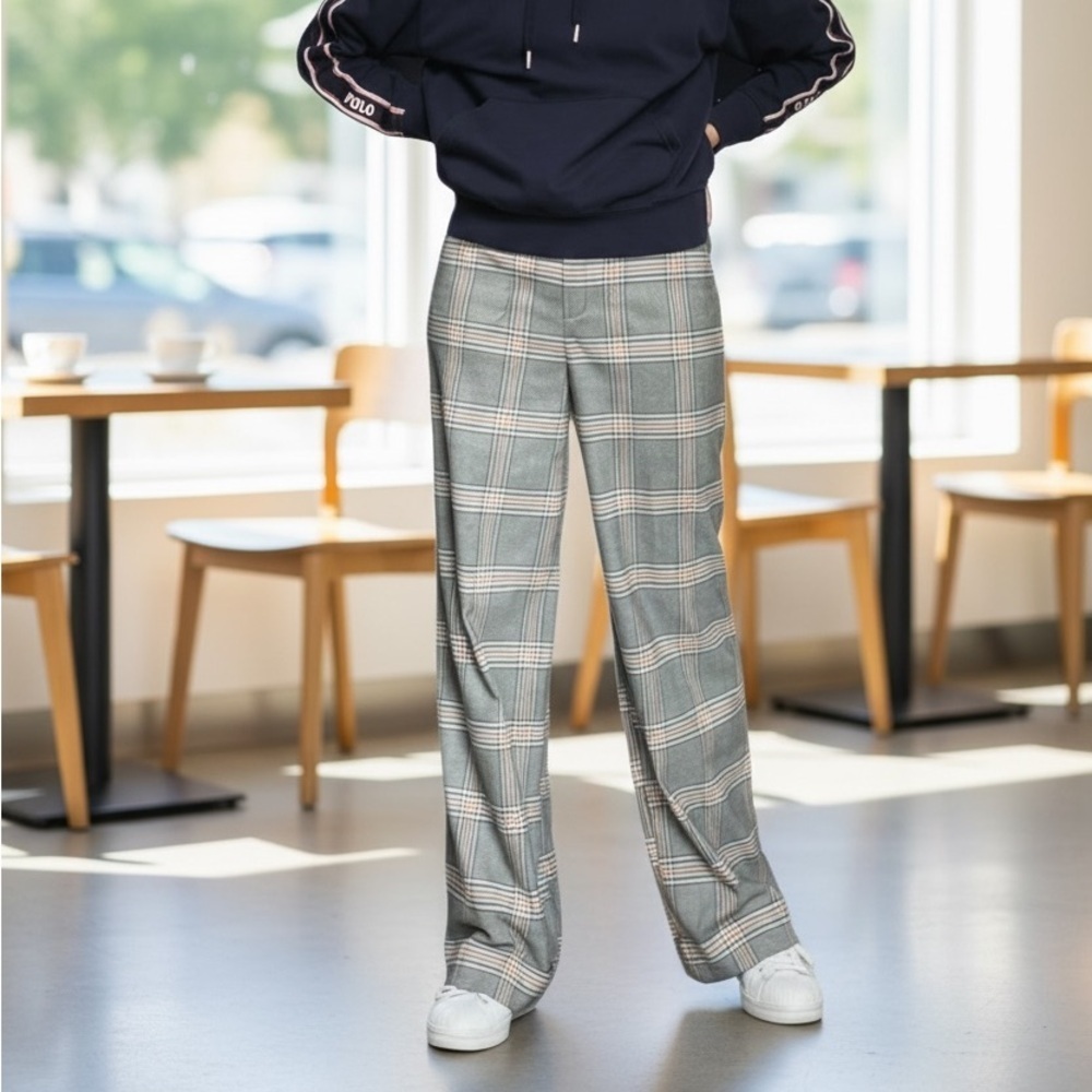 Melissa Paige Academia Plaid Wide Leg Pants Size Small